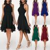 Damenkleid Elegant Neckholder Ärmelloses Kleid Sommer Einfarbig Hoher Bund Figurbetonte Kleider