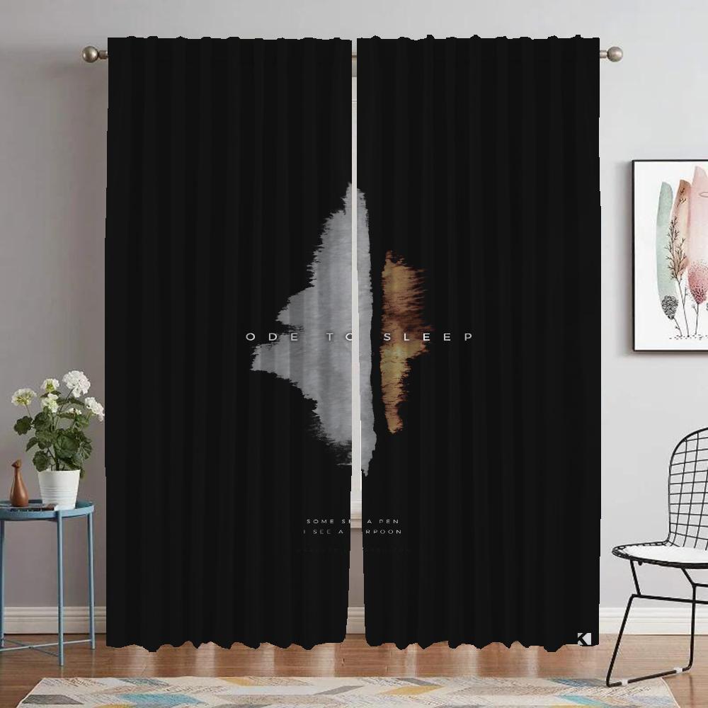 Twenty One Pilots Curtains for Living Room Curtain Shades Tulle for Bedroom Blackout Curtains 2 Pieces Partition Kitchen Elegant
