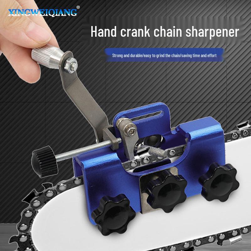 Portable Handheld Electric Chain Saw Sharpener with Hand Crank and Clamp