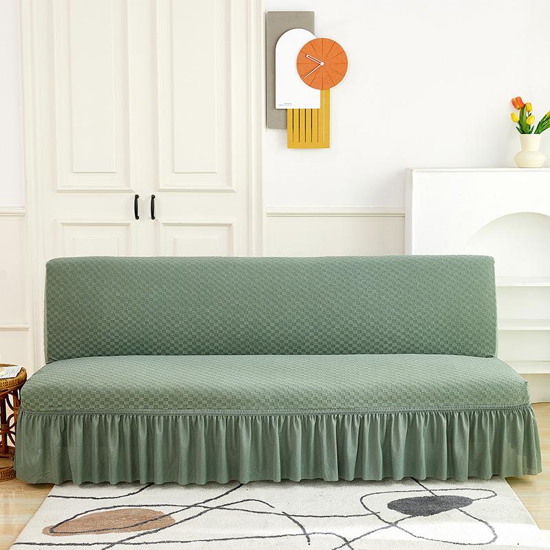 Living Room Without Armrests Skirt Sofa Bed Cover Thickened Terry Grid Elastic Folding Sofa Cover All-Inclusive Universal