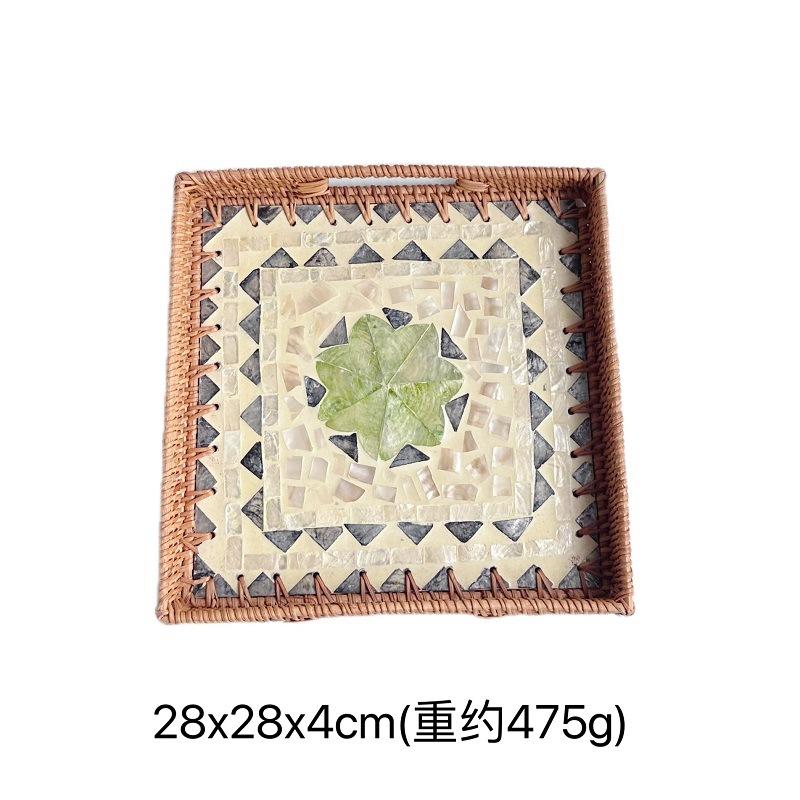 Rattan creative color shell fruit plate decorative ornament jewelry storage tray tea storage tray storage basket