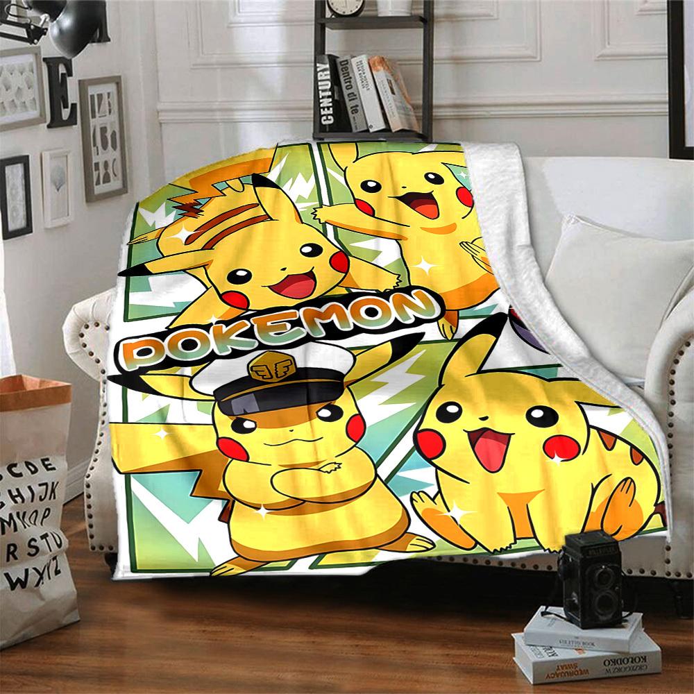 1pc , Pokémon Blanket Lightweight Flannel Blanket Throw Blanket For Sofa, Bed, Travel, Camping, Livingroom, Office, Couch
