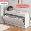 Shoe Storage Bench with Flip-Top Cabinet and Integrated Stool for Entryway