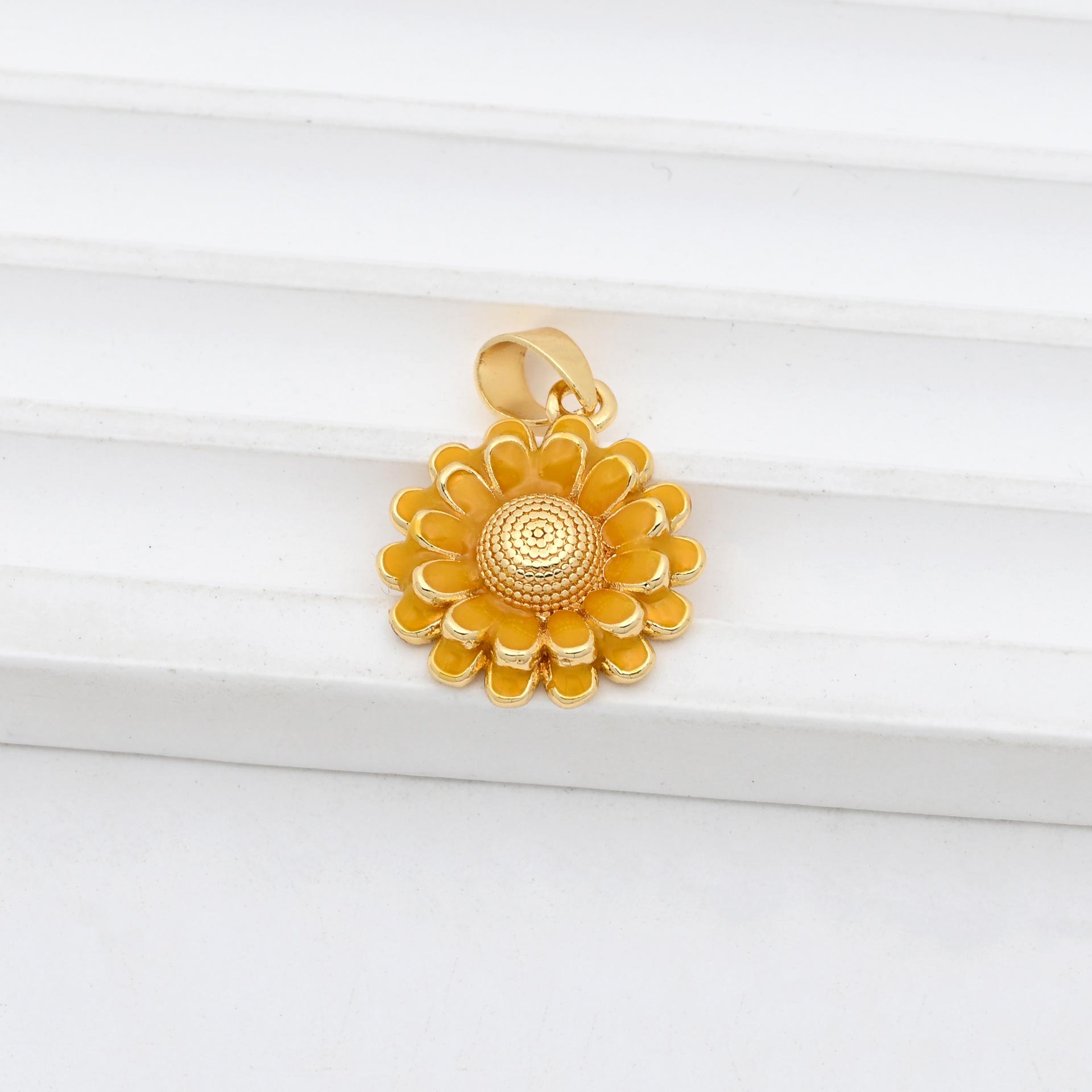 Sunflower Charm Gold-Plated Copper Necklace Pendant with Clavicle Chain Pendant Only #4