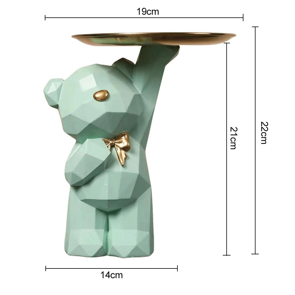 Geometric Shape Figurine Resin Statue Entrance Key Holder Cat Bear Tray Candy Lipstick Jewelry Sundries Storage Home Decoration