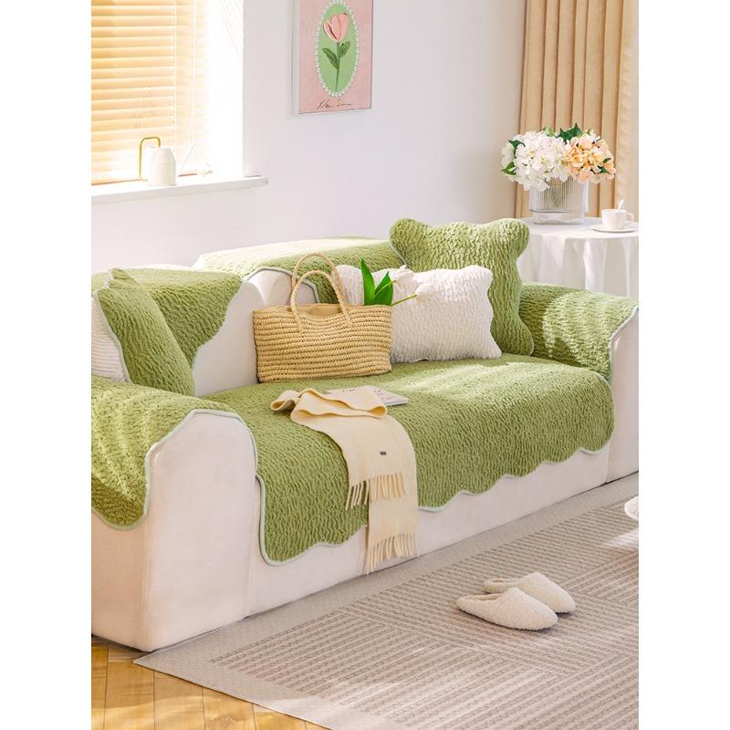 Almofada de Sofá de Pelúcia Capa de Formato Especial Tecido de Cobertura Inverno Espessada Antiderrapante Almofada de Sofá de Couro