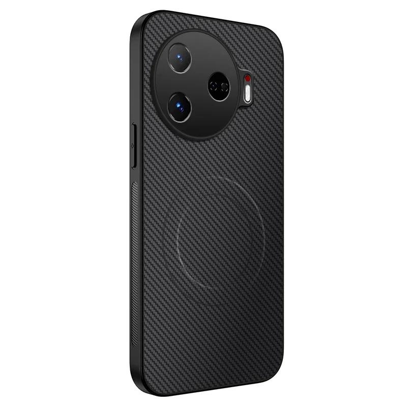 Magnetic Silicone Case For Tecno Camon 30 Pro 4G 5G Wireless Charging Carbon Fiber PU Leather Anti-Drop Soft Cover Phone Cases