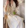 Heart Plaid Loose Mid-Length Pajamas Bathrobe - Cozy, Casual Homewear for Autumn and Spring