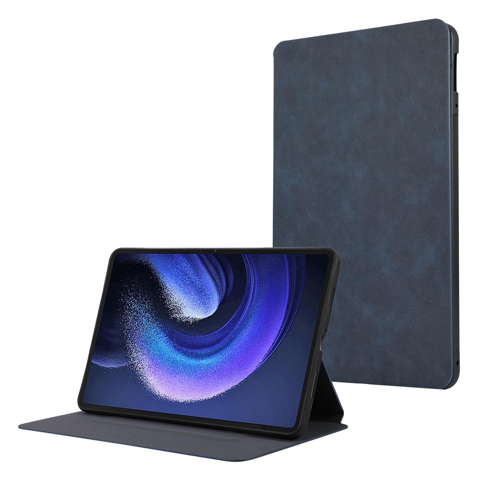 

Для Xiaomi Pad 6 Кожаный чехол Складная подставка Внутренняя мягкая TPU накладка для планшета Blue