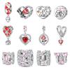 Charming Heart Balloon Rose Pendant Zircon Bracelet Bead Jewelry Accessory