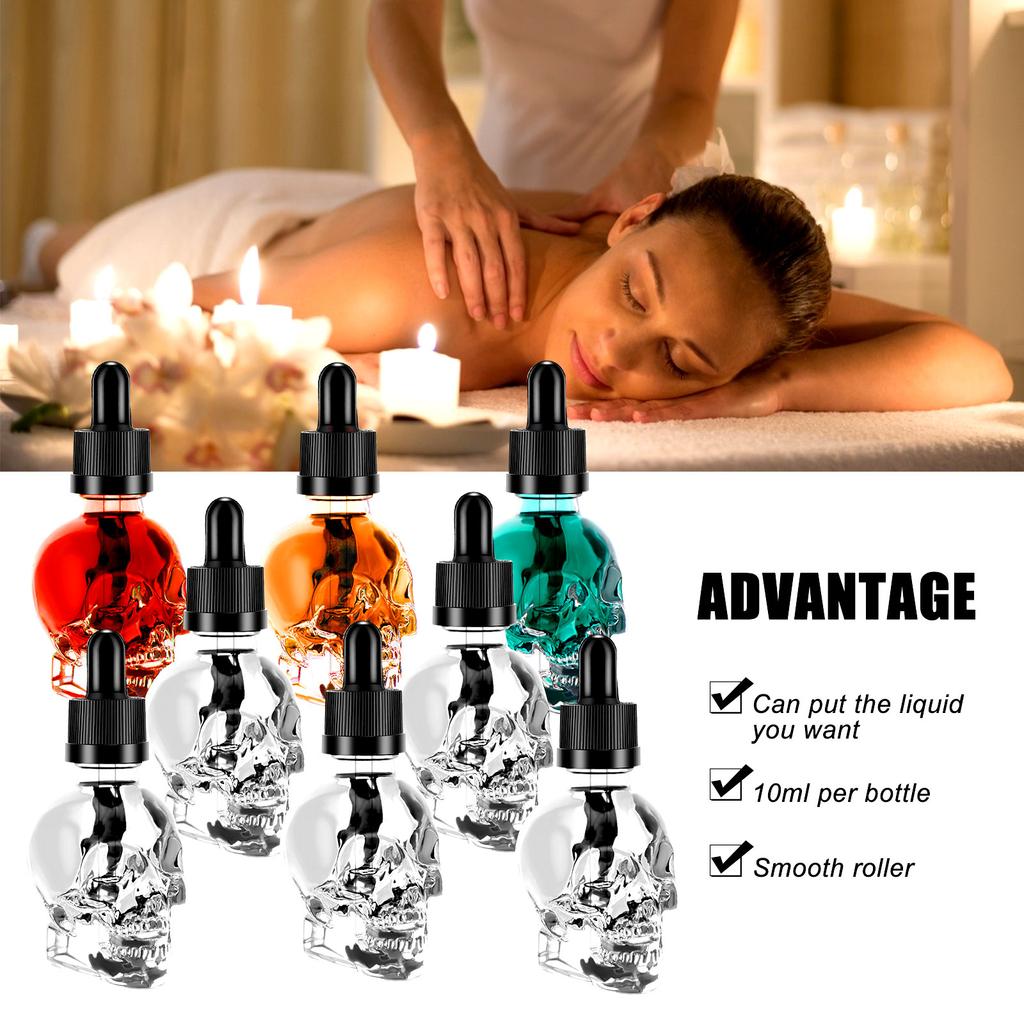 Kafatası Cam Damlalıklı Şişeler Doldurulabilir Şişeler Sıvı Şişeleme