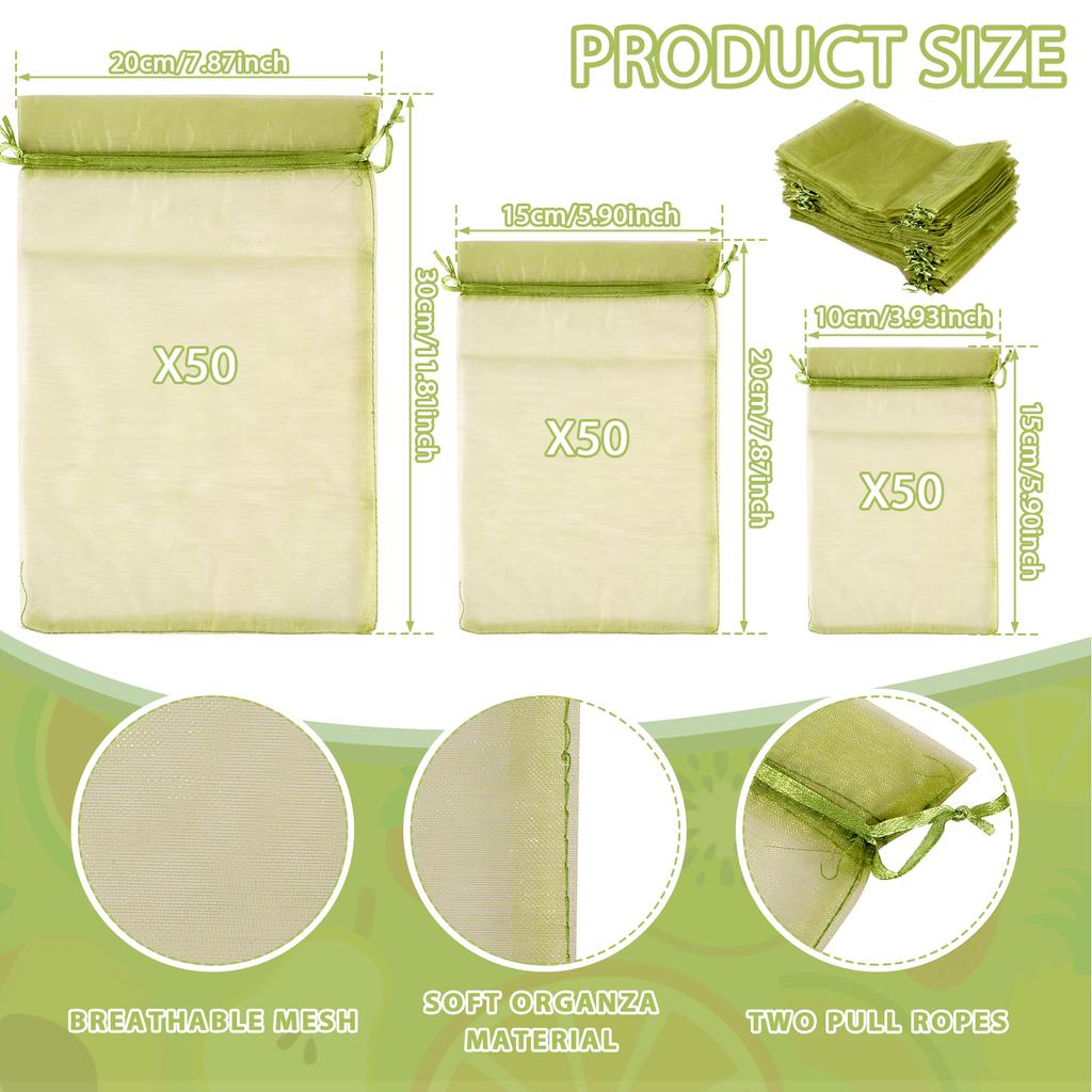 100/150 bucăți saci de protecție pentru fructe, căpșuni, struguri, saci de creștere cu șnur, saci de plasă de grădină pentru controlul dăunătorilor, instrumente anti-păsări