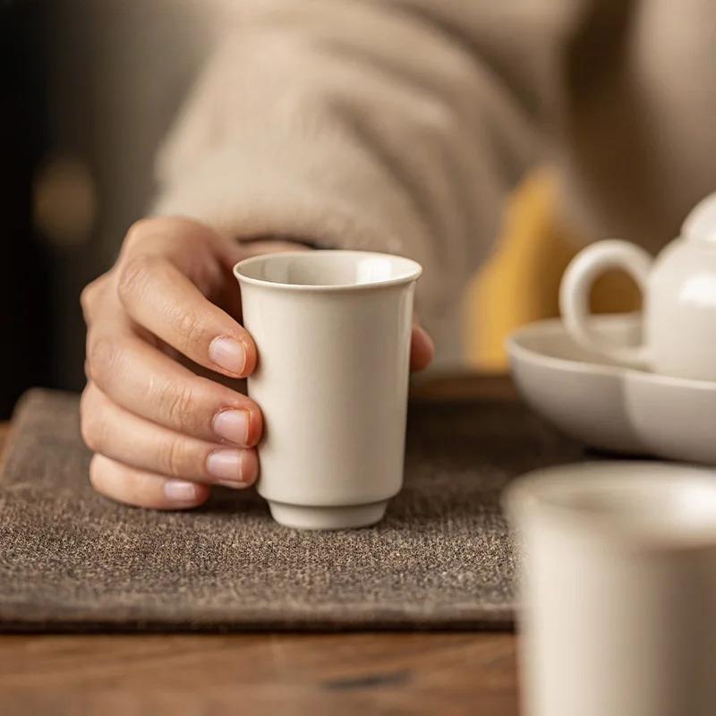 2 Stück/Set Retro Pflanze Holz Grau Keramik Teetasse Chinesische Riechende Duftende Tasse Kleine Meistertasse Meditationsbecher Kung Fu Teeset 65ml