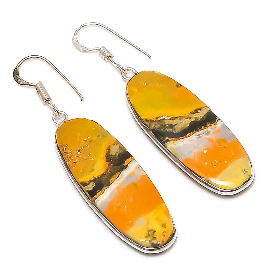 

Natural Bumble Bee Jasper 925 Sterling Silver Jewelry Earring 2.29 k3F01