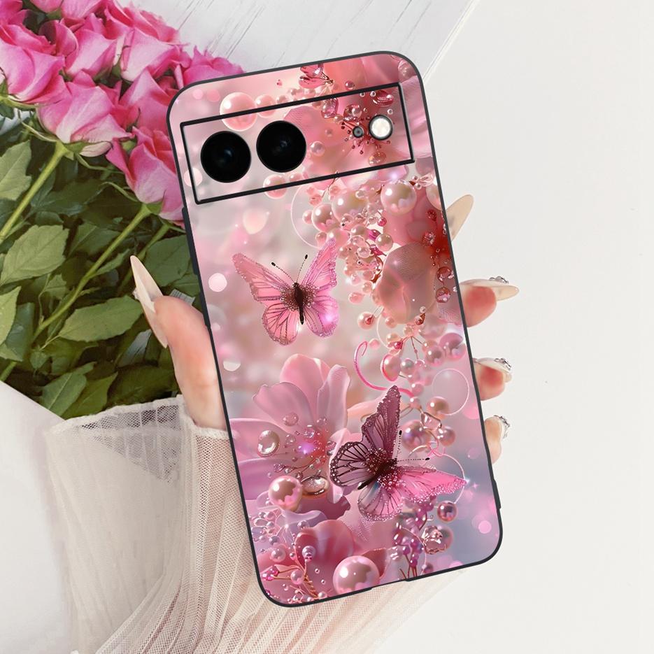 For Google Pixel 7A Case Pixel7 Pro Luxury Flower Butterfly Painted Cover Soft Silicone Case For Google Pixel 7 Pro Pixel7A Bags