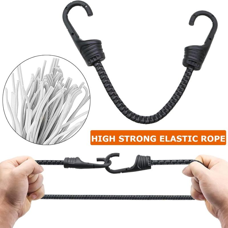 Bungee Cords with Dual Metal Hooks,12Inch Heavy Duty Bungee Cords Outdoor 1/3 Inch Strong Elastic Rope Securing Tie Down for Luggage Camping, Tarps,