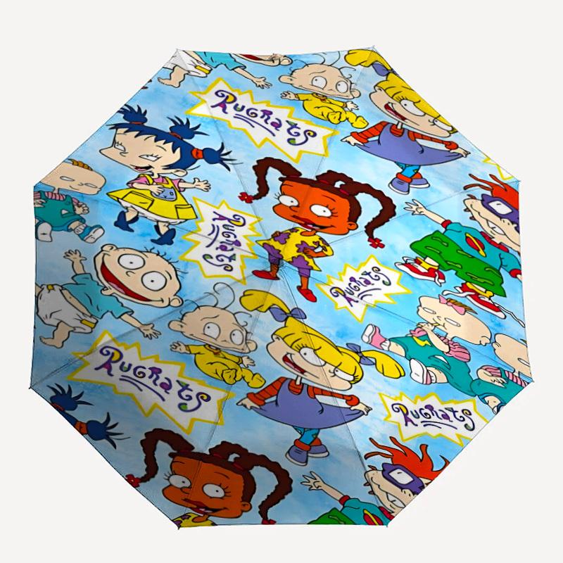 

1pc Rugrats Babies Automatic Open/Close Folding Umbrella, Windproof 8 Rib Construction, Lightweight Travel Umbrella,0903228