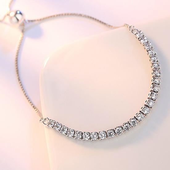 Women Bracelet Cubic Zirconia Detailing Adjustable Length Allergy-Free Bracelet Party Casual Wedding Jewelry Accessories