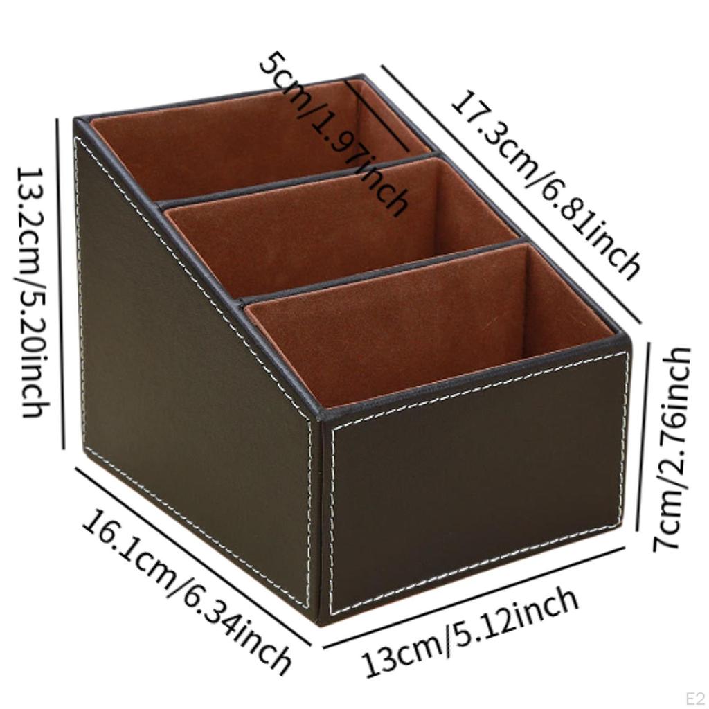 Desk Organizer Remote Control Holder Organization PU Leather Cosmetic Desktop Storage