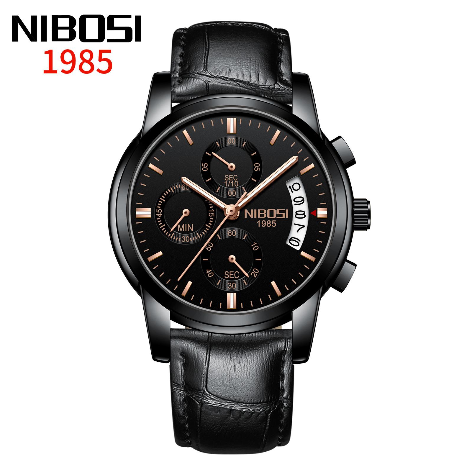 Часы NIBOSI Деловые мужские часы Многофункциональные шестиконтактные кварцевые часы