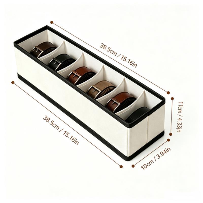 Scatola Organizzatrice per Cinture 6 Scomparti Stile Pelle Organizer per Cassetto per Cinture Cravatte Sciarpe Accessori