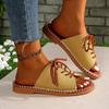 Lace-up Slippers Large-sized Women's Shoes Beach Sandals Slippers