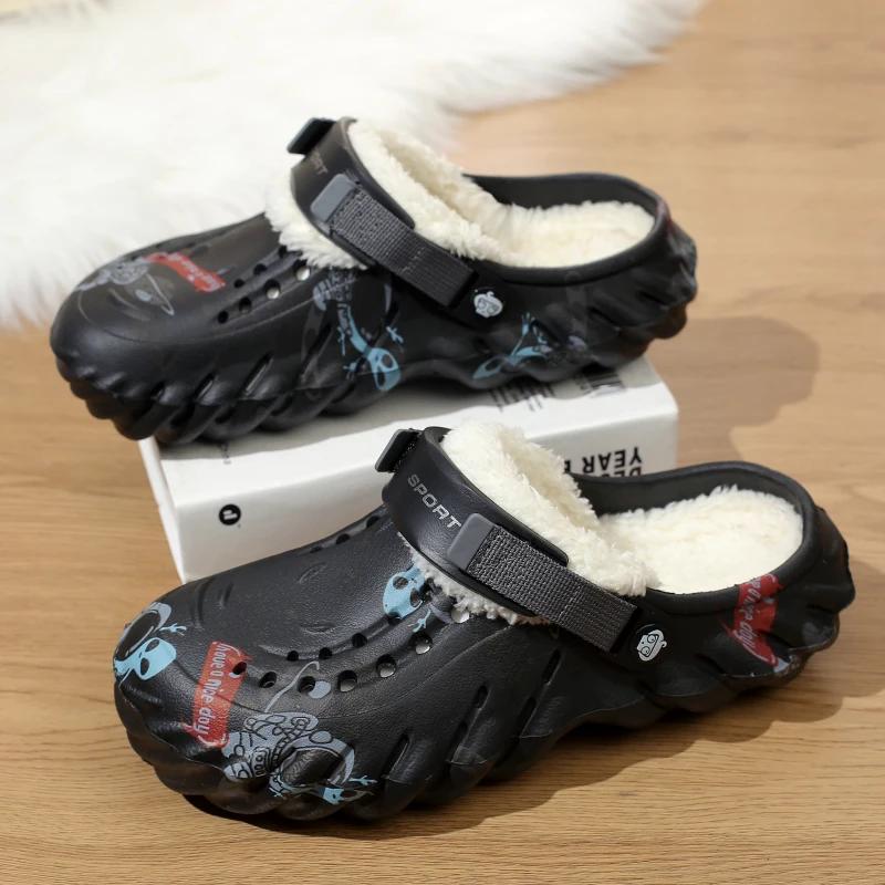 Winter Men's Slippers Outdoor Garden Clogs Male Casual Shoes Fashion Luxury Sandals Comfort Home Soft Slippers 40-45 Zapatillas