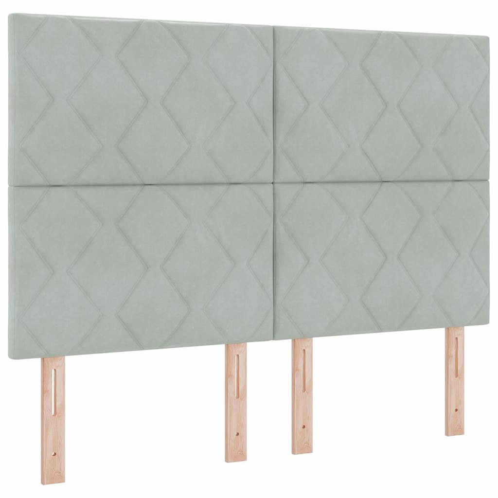 Box Spring Bed with Headboard Light Grey 140 x 200 cm Velvet