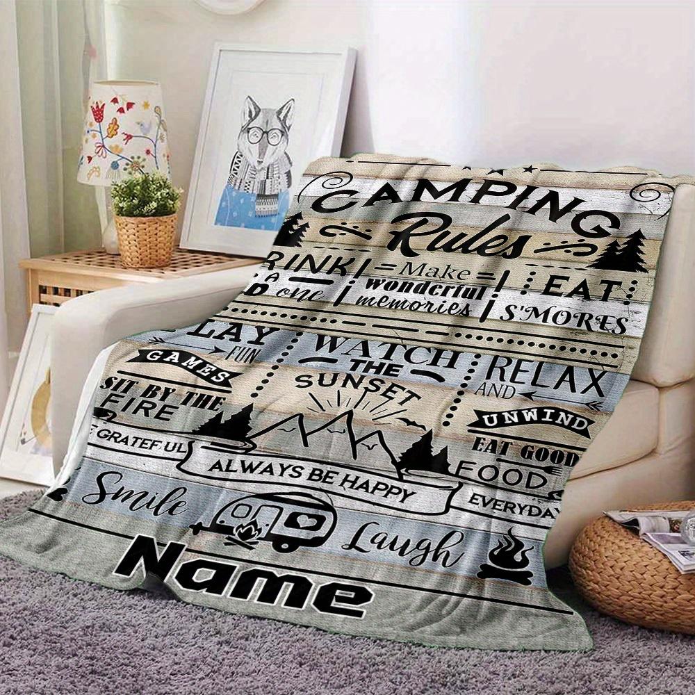 Camping Rules Home Customize Your Name Blankets Comfortable Soft Lightweight Allseason Multipurpose Blanket For Picnics Sofas Offices Beds Living