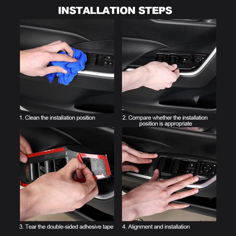 Matte Carbon Wood Grain Trim For Honda CRV CR-V 2017 - Car Inner Armrest Window Glass Lift Switch Garnish Protector Cover