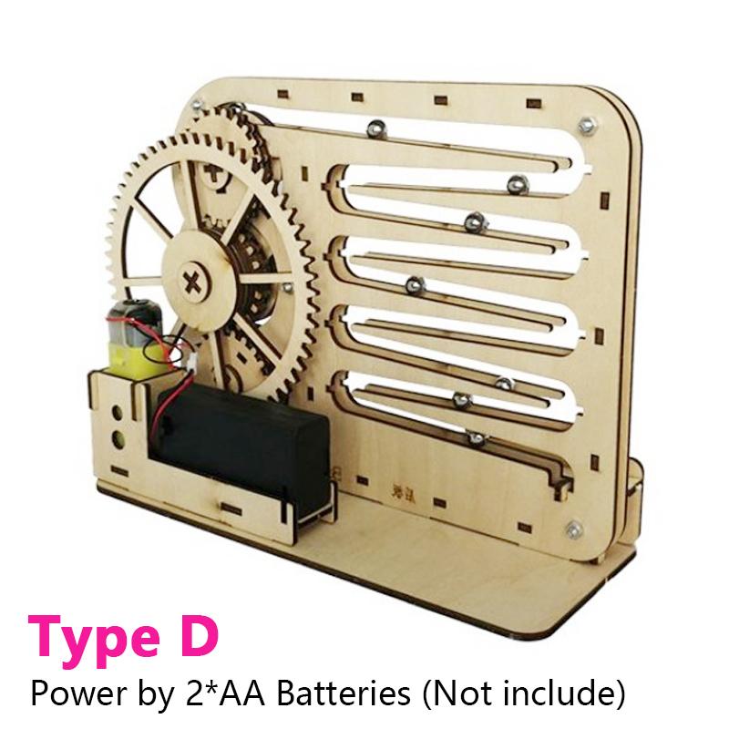 3D Wooden Puzzle DIY Assemble Mechanical Marble Run Gear Model Building Kit Steam Science Puzzles Educational Toys Gift for Kids