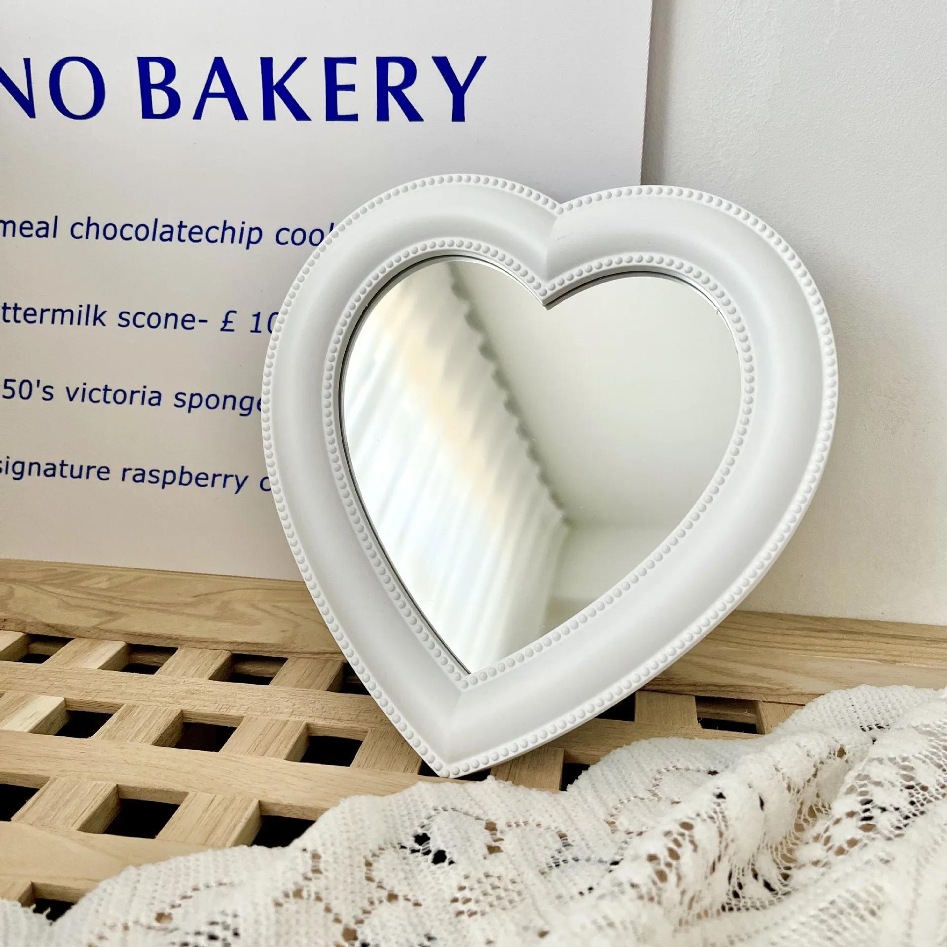 

Ins Love Heart косметическое зеркало настенное зеркало для туалета в общежитии розовое белое корейское декоративное зеркало для гостиной для девочек 17x19cm белый
