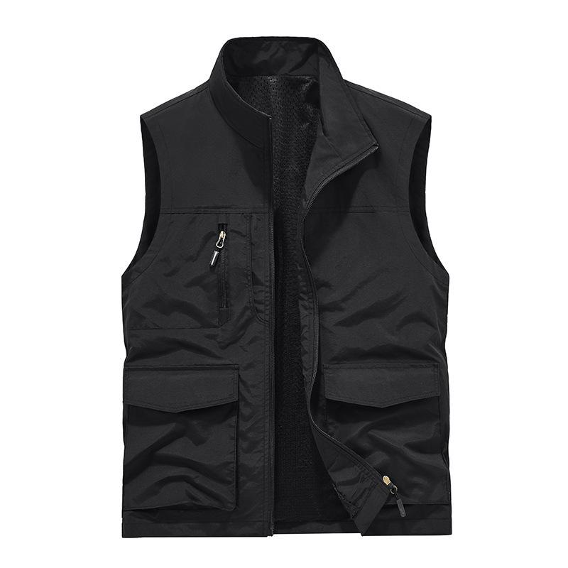 Sleeveless Vest Men's Four Seasons Middle-aged Outdoor Leisure Loose Large Size Vest European and American Sports Multi-bag Vest