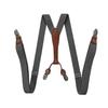Unisex 2.5cm Elastic Leather Suspenders with 4 Clips