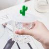 4Pcs Cartoon Cactus Silicone Cup Lids Leak-Proof Dustproof Round Airtight Suction Sealed Covers Grass Green Fluorescent Green