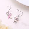 Silver Vintage Pink Crystal Heart Earrings For Women Girl Trend Dangle Earring Jewelry Prevent Allergy Party Accessories