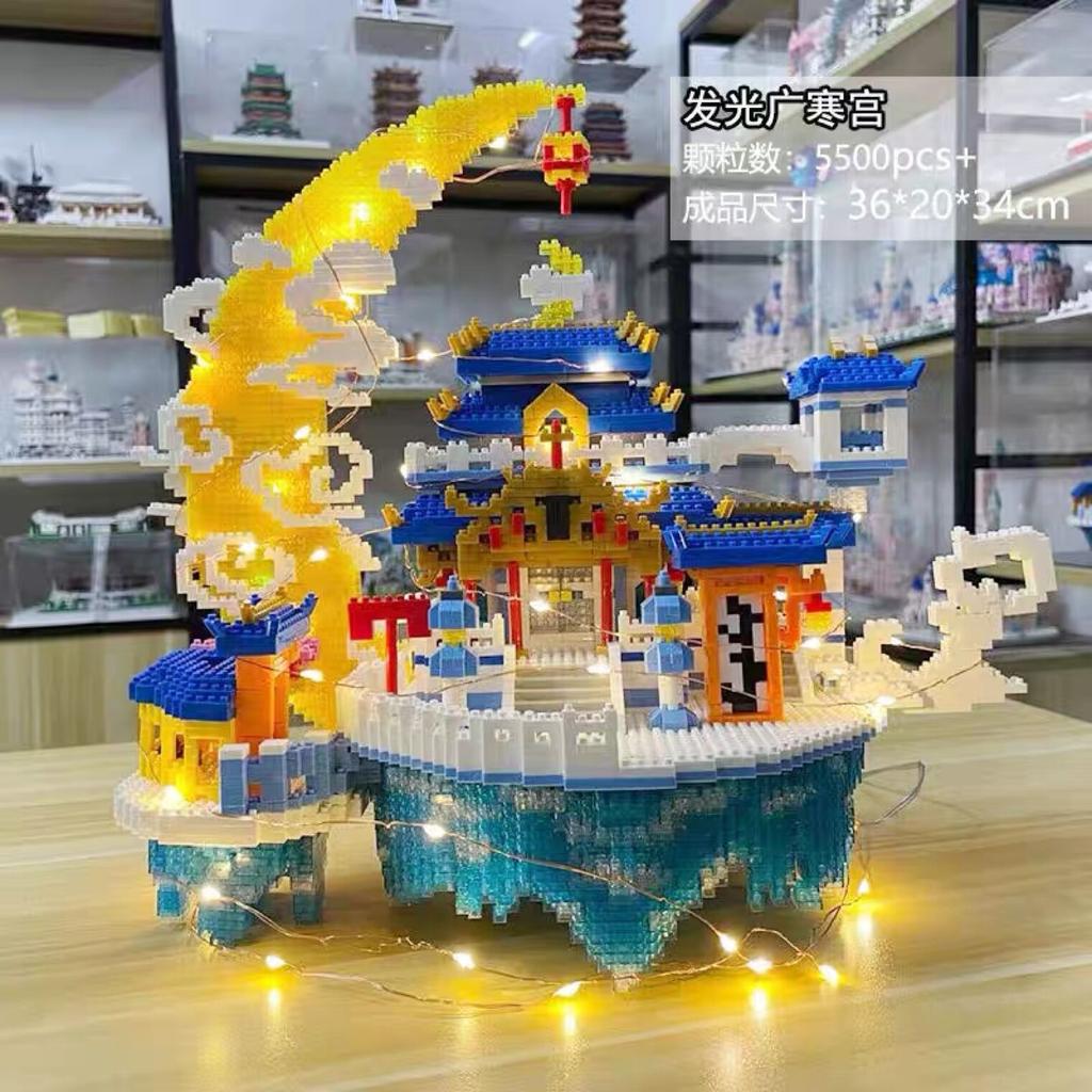 Chinese Architecture Micro Building Blocks Model Tower West Lake Trees Diy Diamond Bricks With Light Toys For Kids Adults Gift