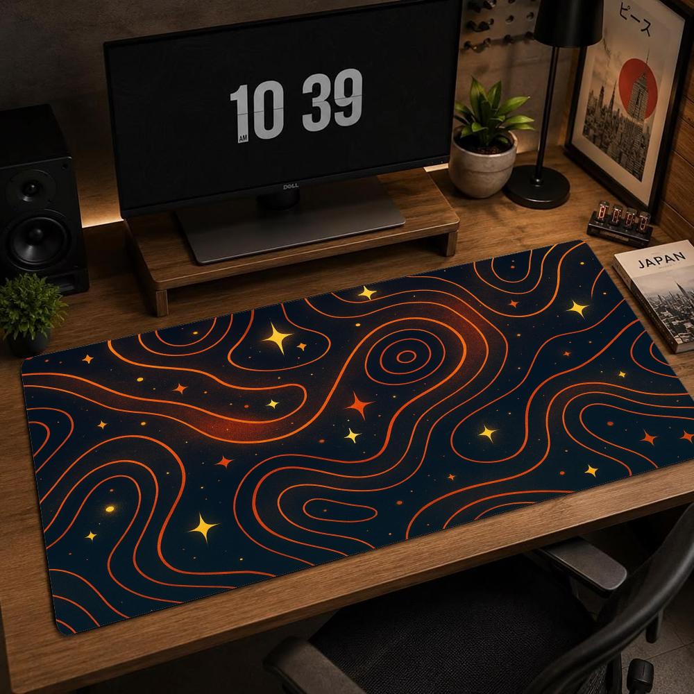 Large Dark Cosmic Star Pattern Mousepad XXL Abstract Galaxy Line Deskmat Non‑Slip Rubber Game Mouse Mats Gaming Accessories
