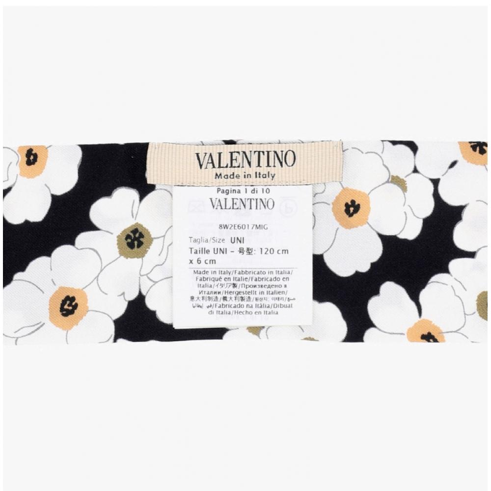 Valentino Floral Skinny Twill Silk Scarf E6017 Mig Cft