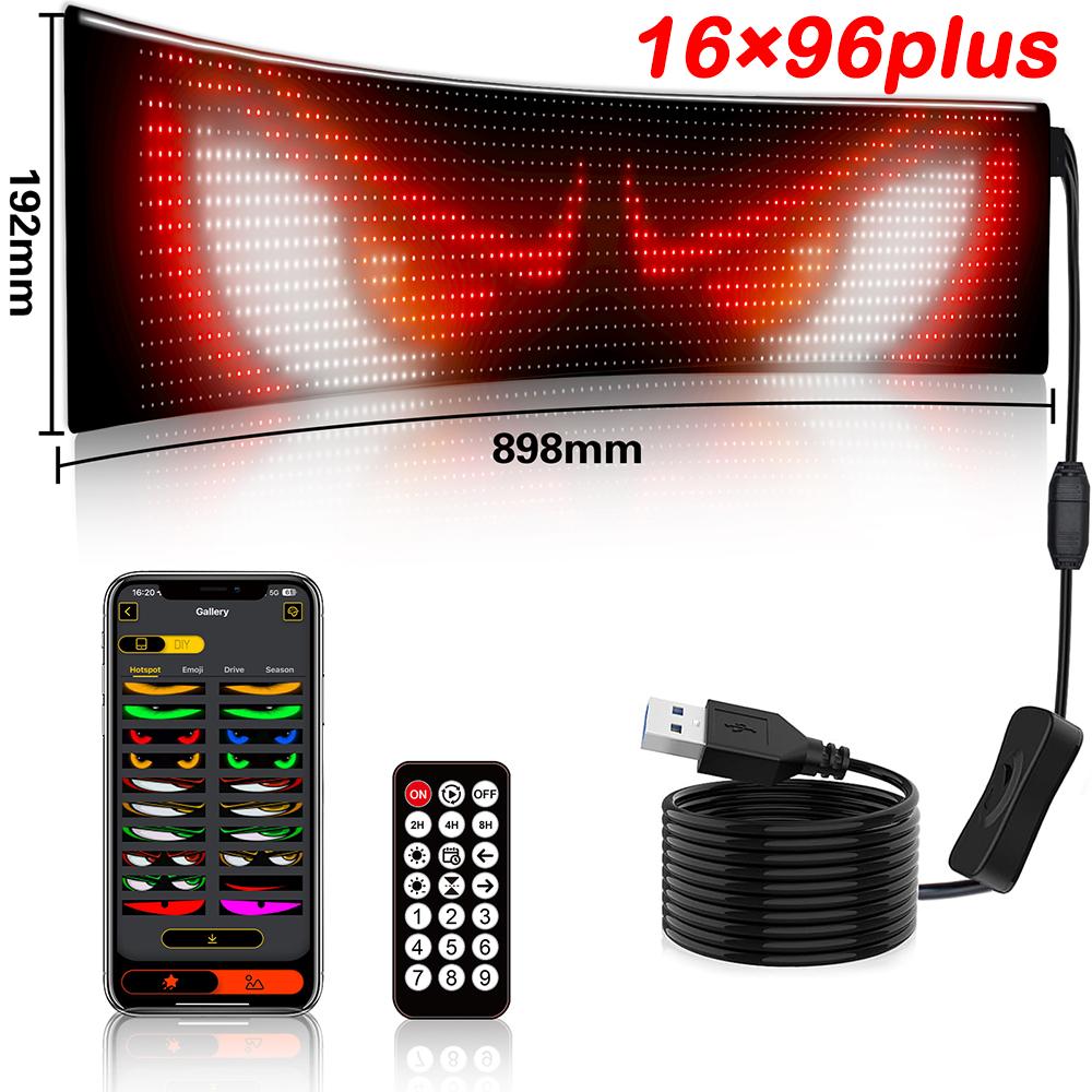 LED Matrix Pixel Panel Display Screen Flexible RGB Car Pattern Graffiti Scrolling Text Animation Shop Reminder Light Bluetooth