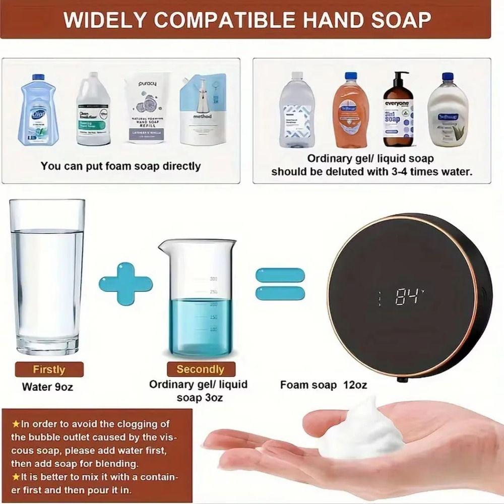 IPX5 Waterproof Automatic Soap Dispenser Type-C Rechargeable Smart Soap Dispenser Bathroom