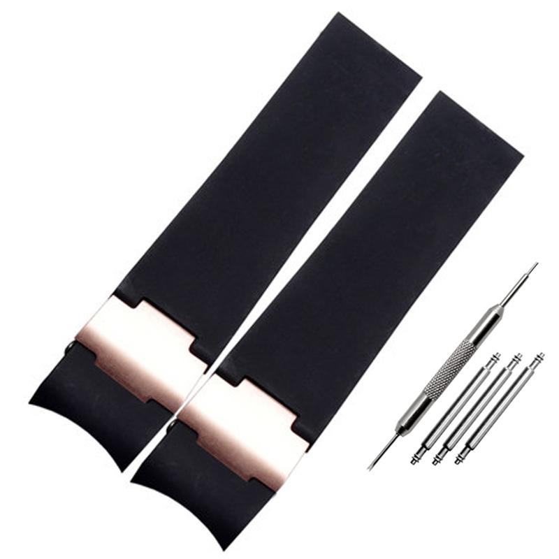 Silicone Rubber Watchband 22mm Curved for Ulysse Nardin DIVER 263 Strap Black Brown Blue 25*12mm Raised Waterproof Watch Band