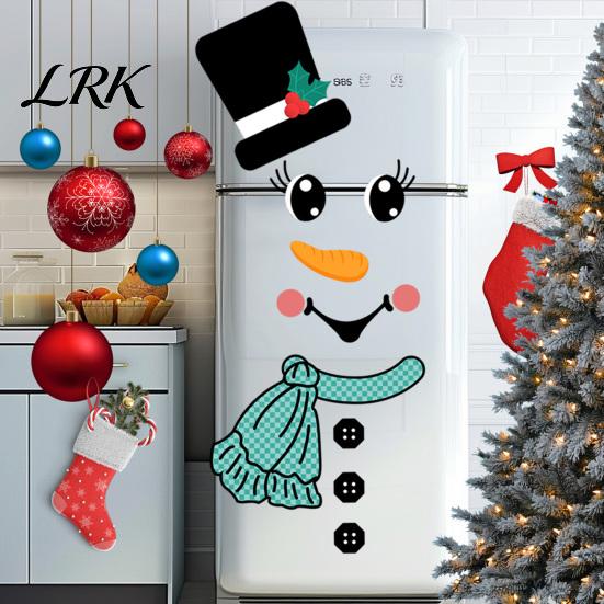 Self Adhesive Holiday Window Clings Christmas Snowman Stickers, DIY Decorative Emoticon Stickers for Party Supplies, Glass Waterproof Peel and