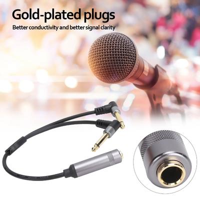 6.35mm Connector 6.35mm Female To Dual Male 30cm Length Y Cable Audio Converter  Amplifier