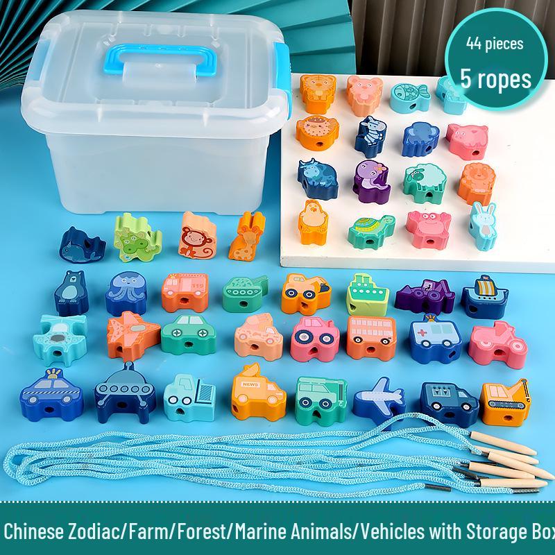 Wooden Animal & Fruit Stringing Educational Toy for Kids