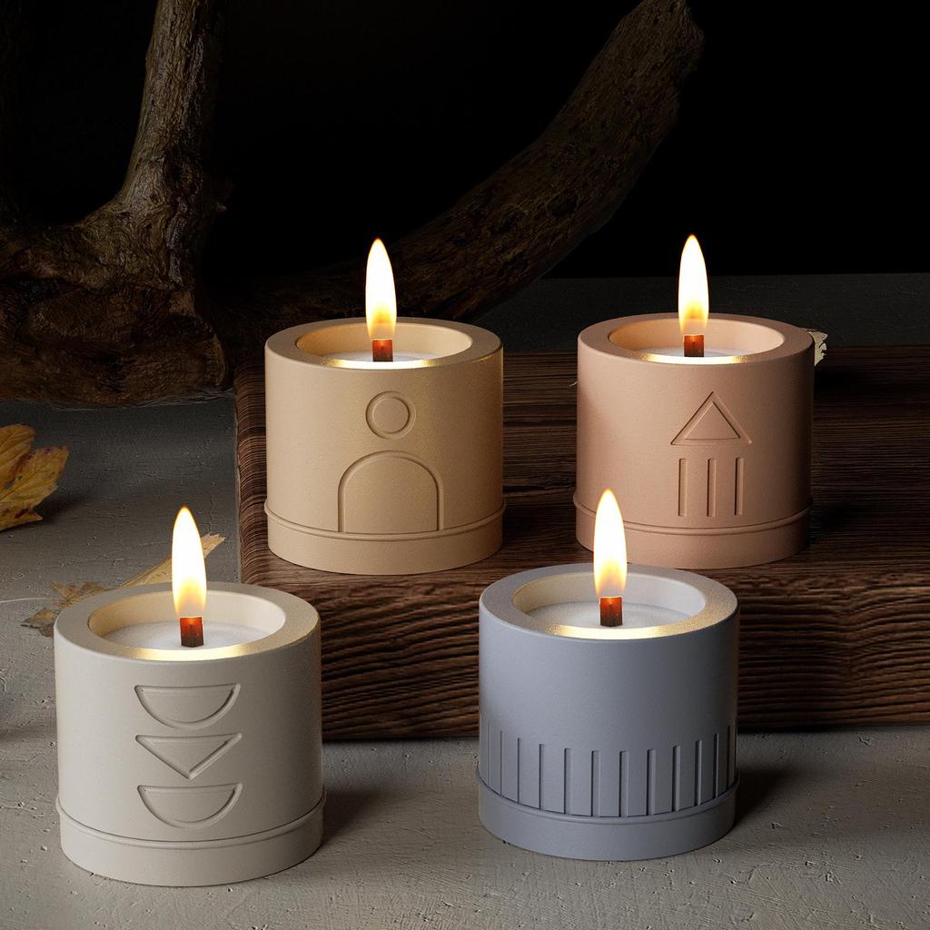 Nordic Geometric Pattern Storage Jar Silicone Mold for DIY Aromatherapy Plaster Candle Cup