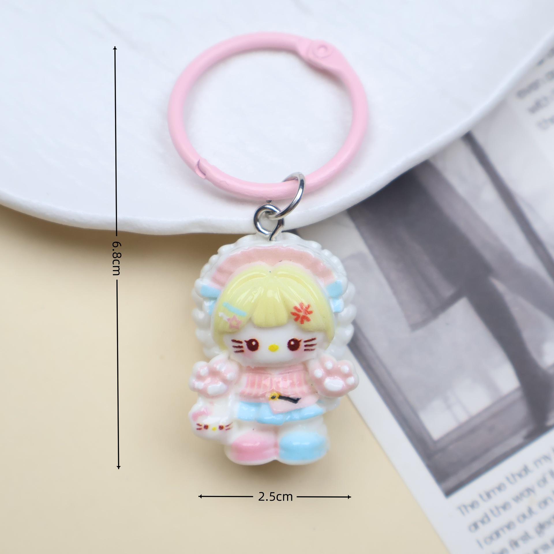 3D Cartoon KT Girl Keychain: Cute Backpack Charm & Gift Keyring