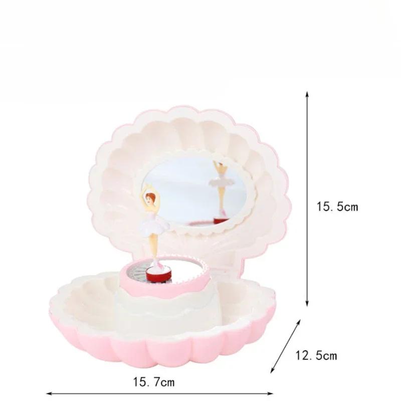 Princess-Themed Dance Girl Shell Music Box-Kids Mirror Jewelry Box Ideal Birthday Gift Cute Room Decoration Accessories Children