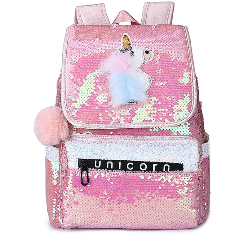 New Sequined Backpack with Pencil Case, Primary and Secondary School Students Cartoon Schoolbag, Women's Backpack Fashion
