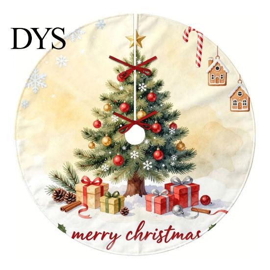Seasonal Home Decoration 35.4" Christmas Tree Skirt, Round Mat with Vibrant Holiday Prints for Party Decor Decorations and Decor, Durable Xmas